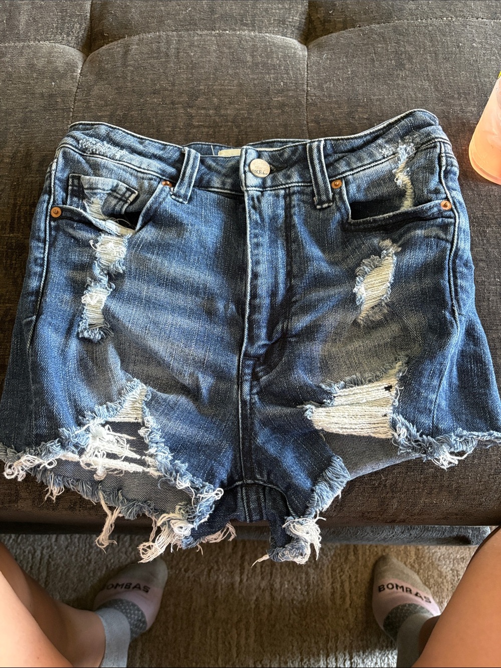 BKE Dark Blue Distressed Denim Cutoff Shorts